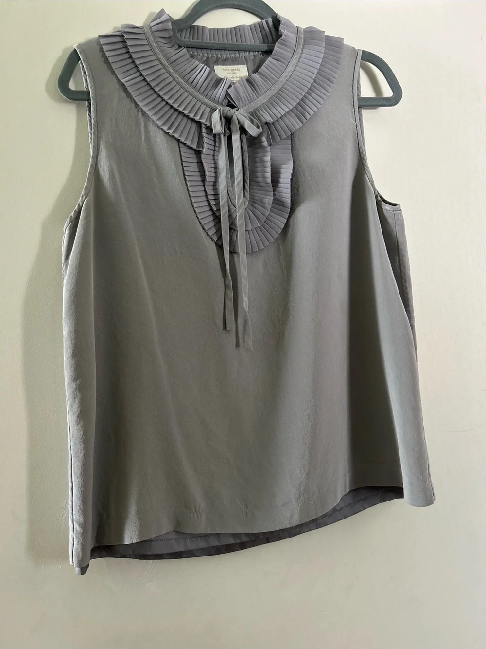 kate spade Sleeveless Pleated Tie-Neck Camisole - Gray